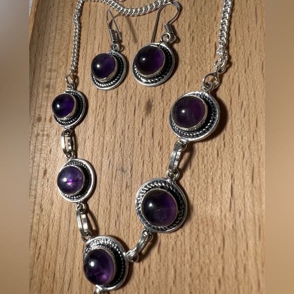 Amethyst 925 Necklace & Earrings Set - Picture 6 of 10